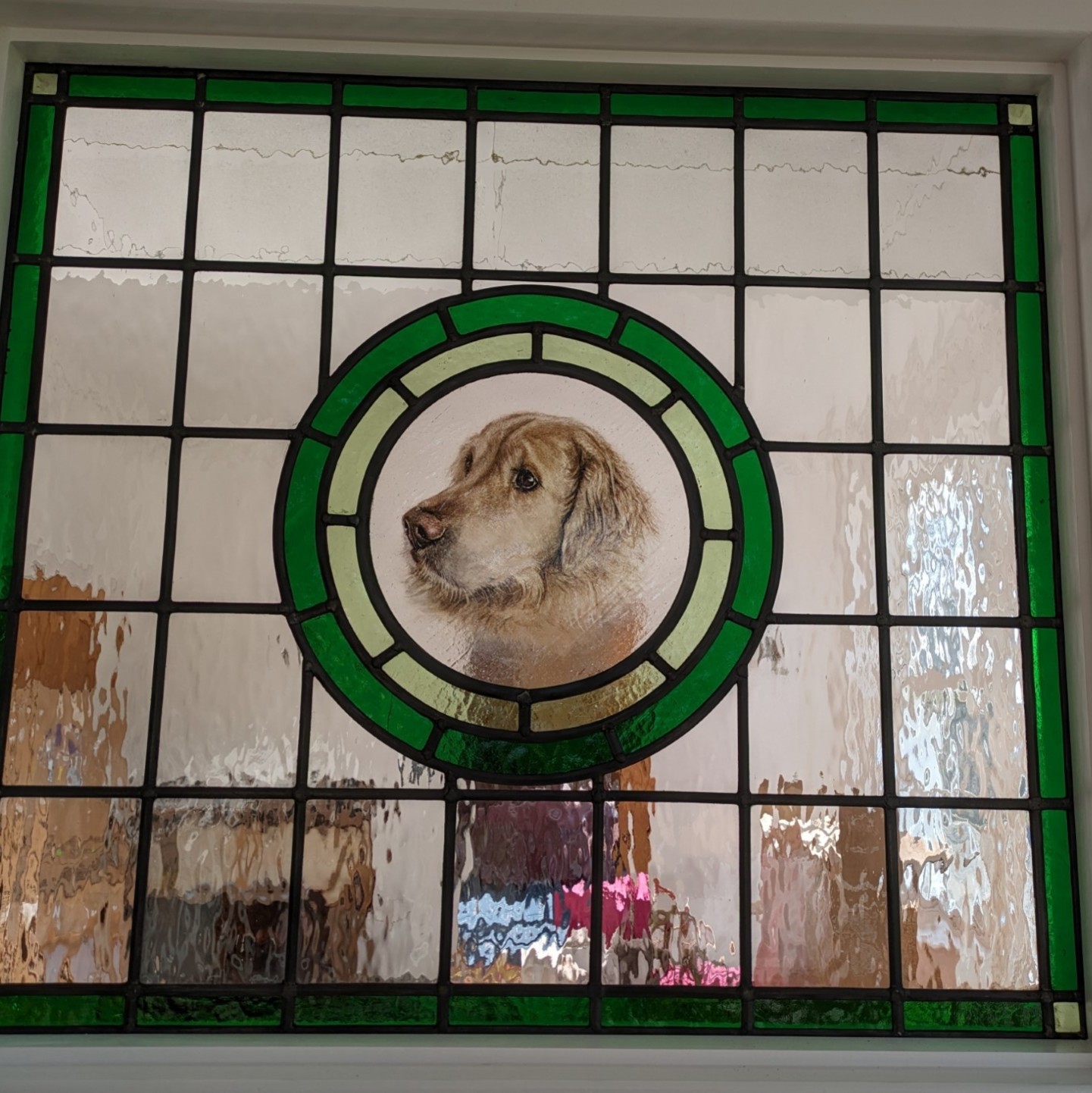 pet portrait in stained glass